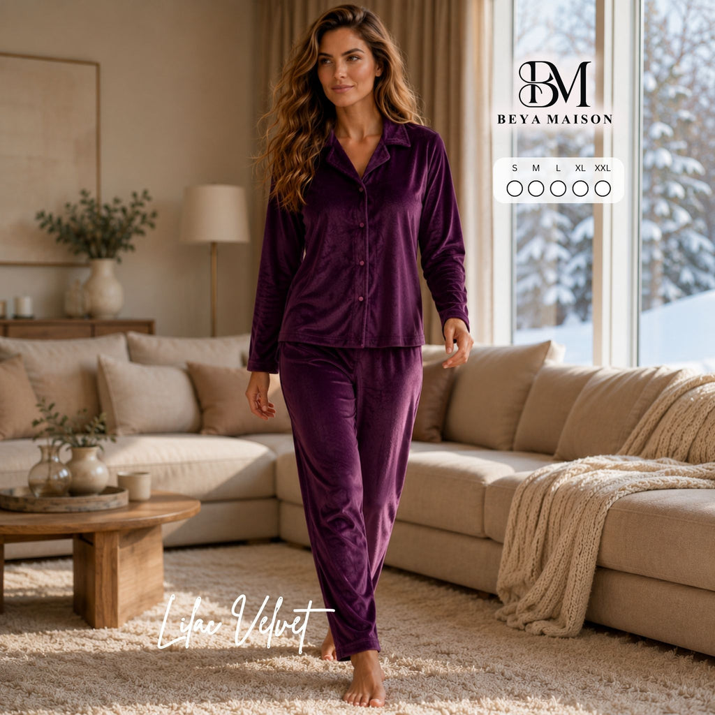 Lilac Velvet Pajama Set 💜✨
