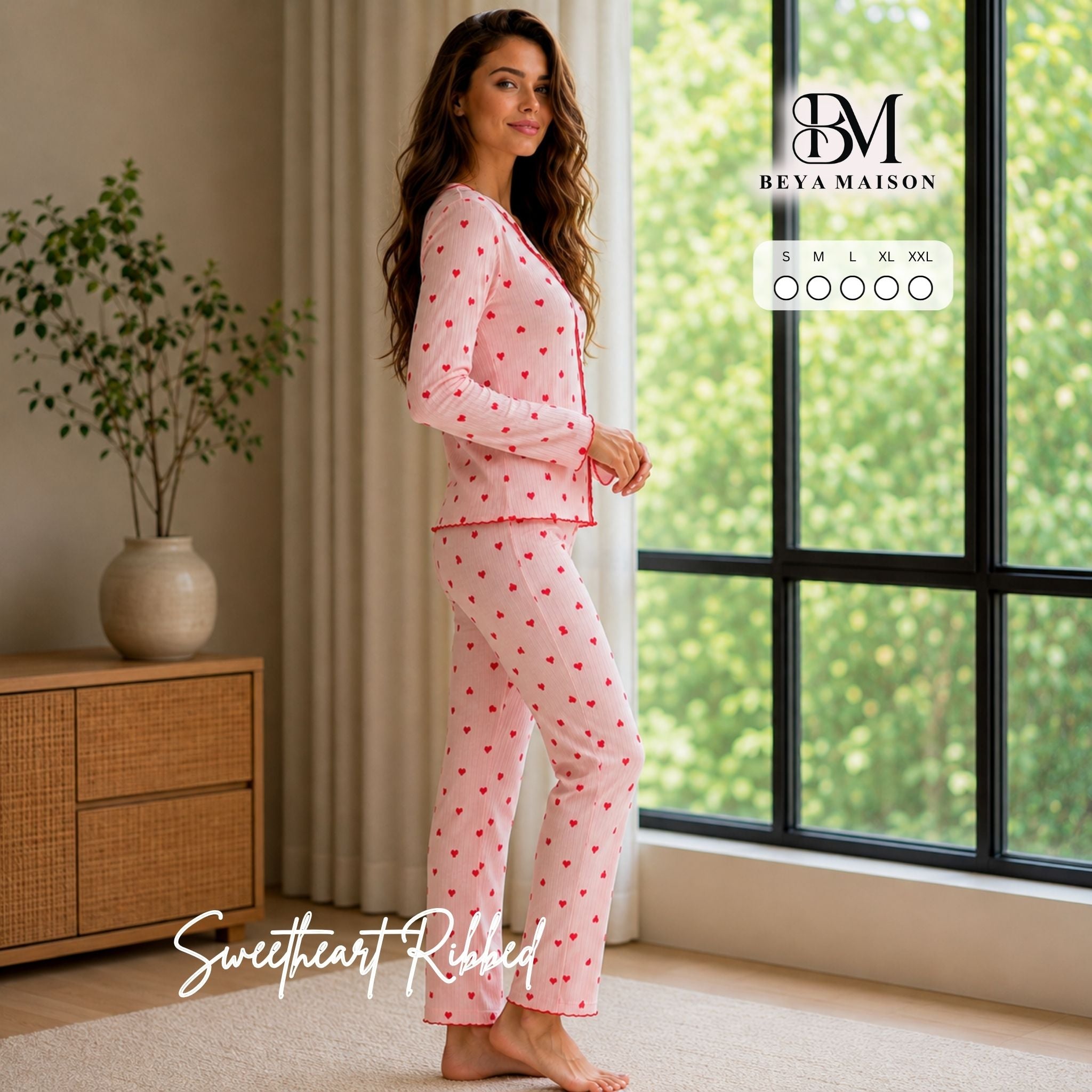 Sweetheart Ribbed Pajama Set 💗❤️