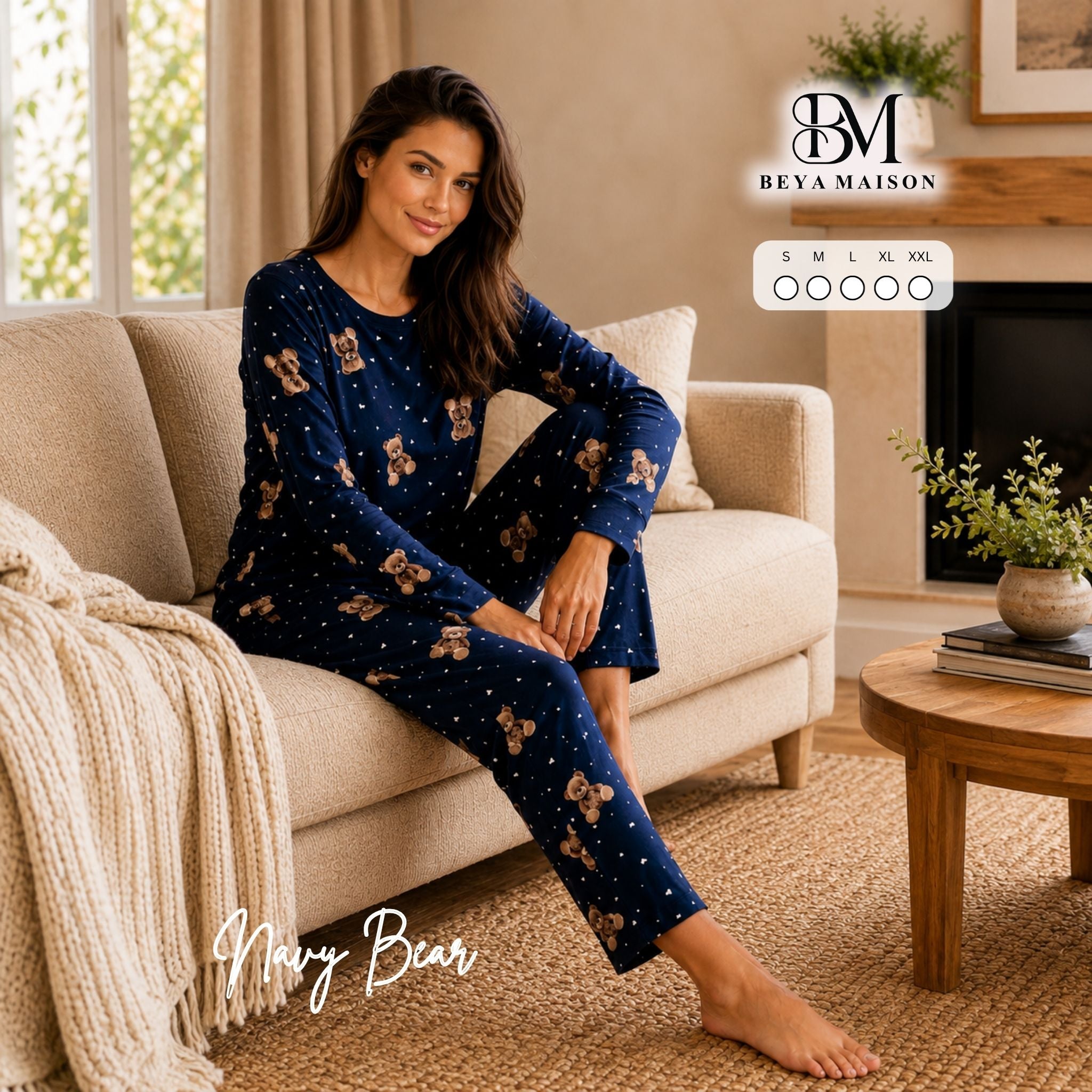 Navy Bear Pajama set