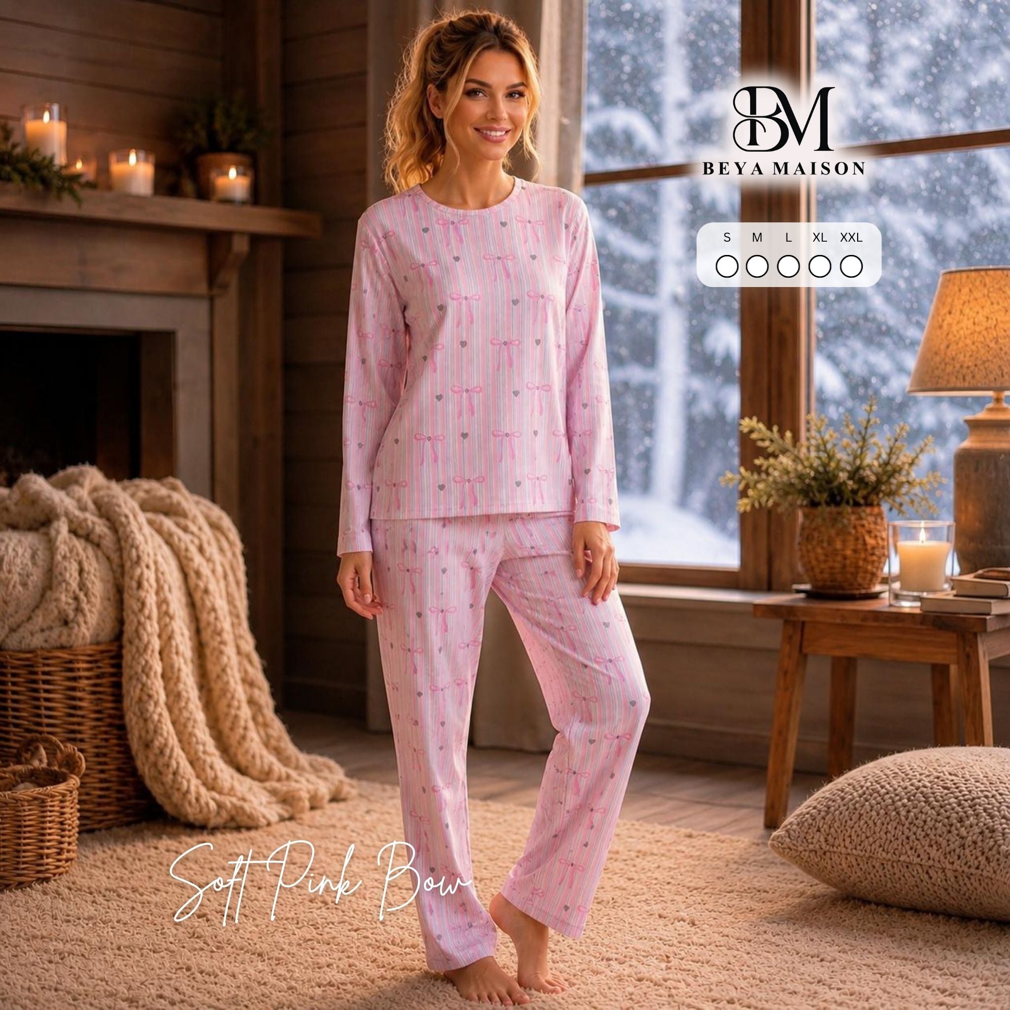 Soft Pink Bow Pajama Set