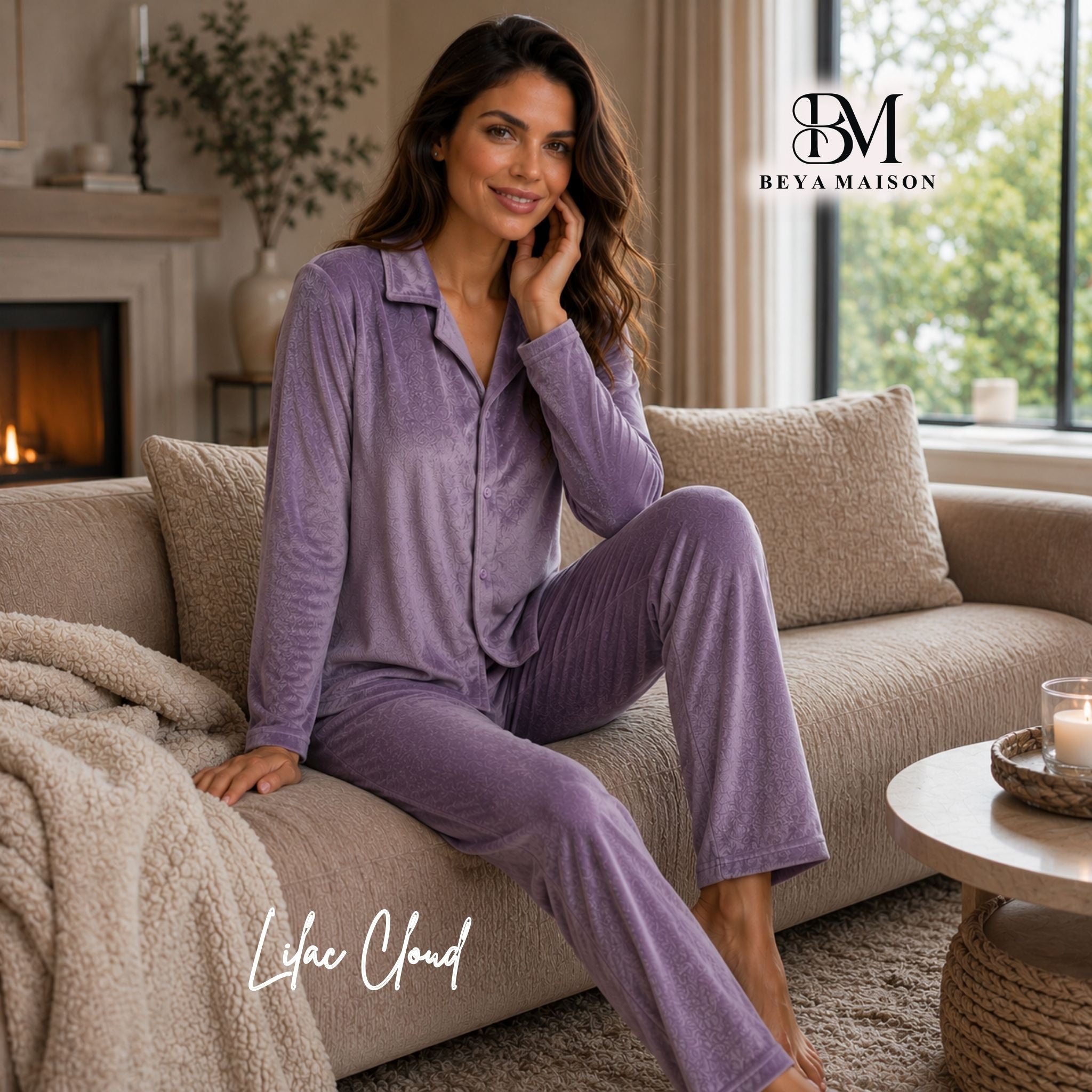 Lilac Cloud Velour Pajama Set ☁️💜