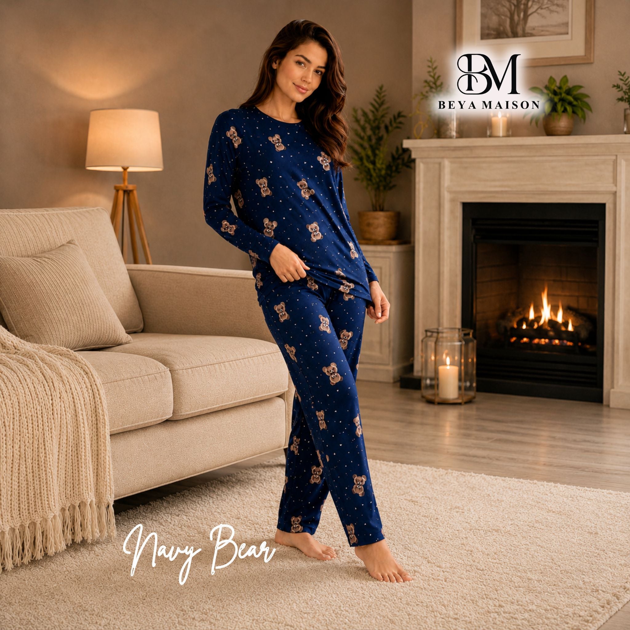 Navy Bear Pajama set