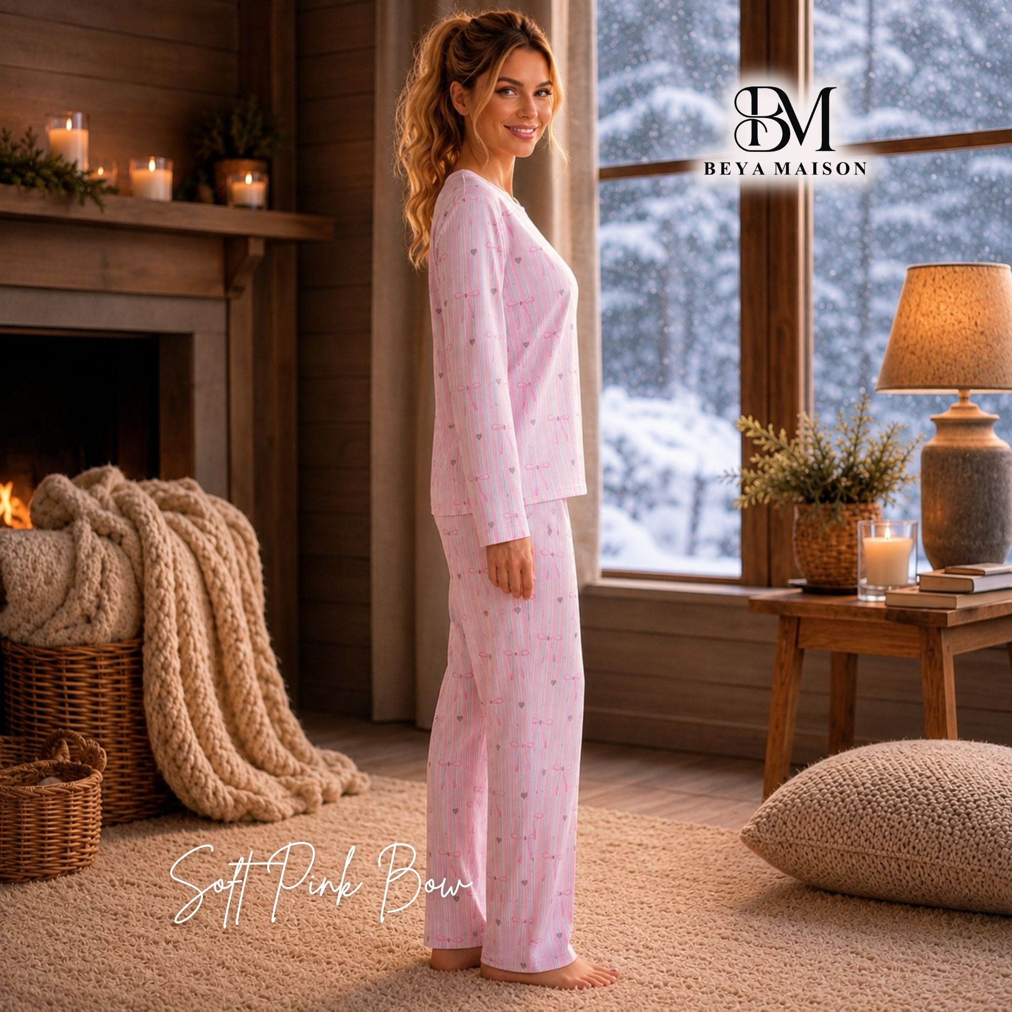 Soft Pink Bow Pajama Set