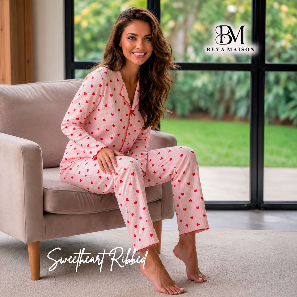 Sweetheart Ribbed Pajama Set 💗❤️