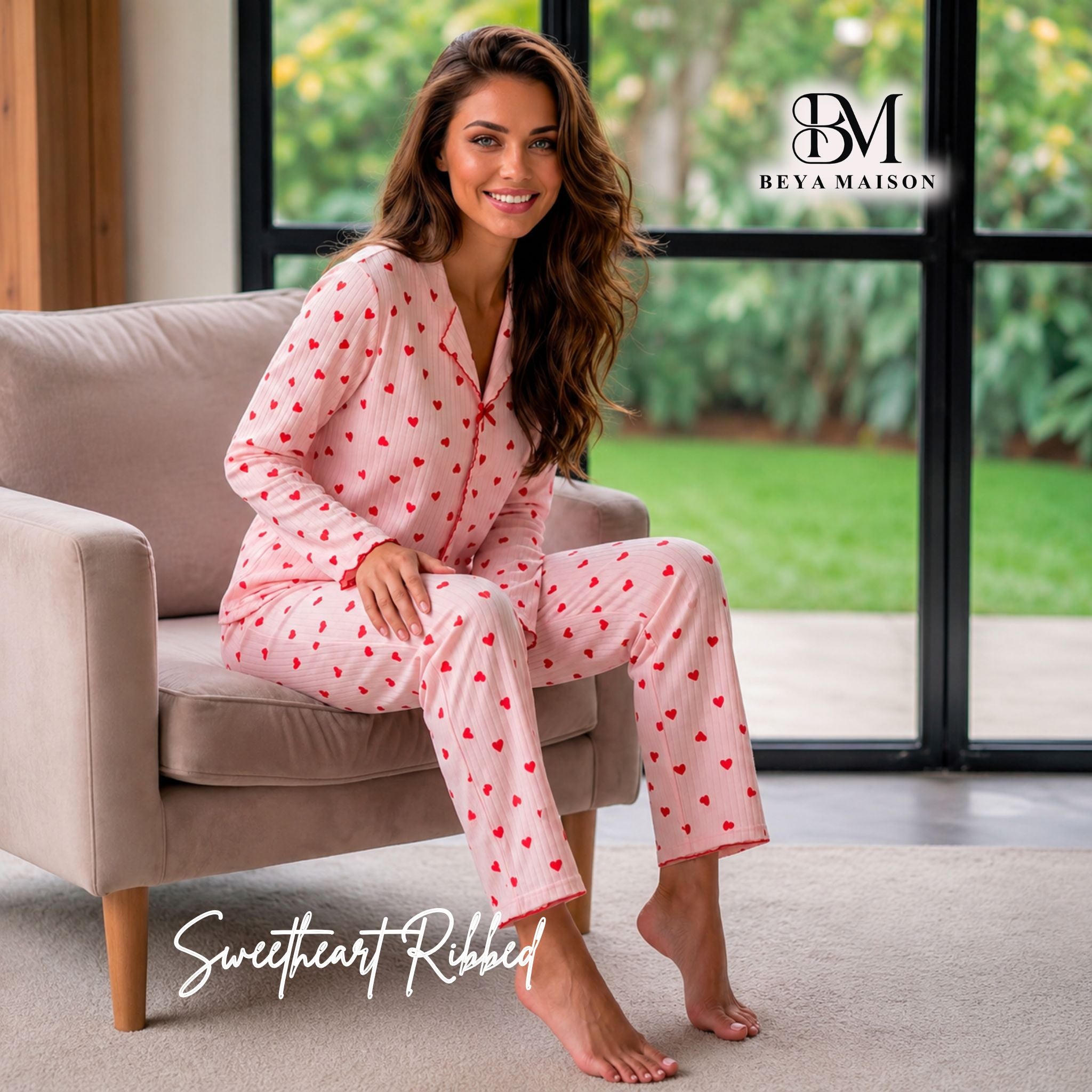 Sweetheart Ribbed Pajama Set 💗❤️
