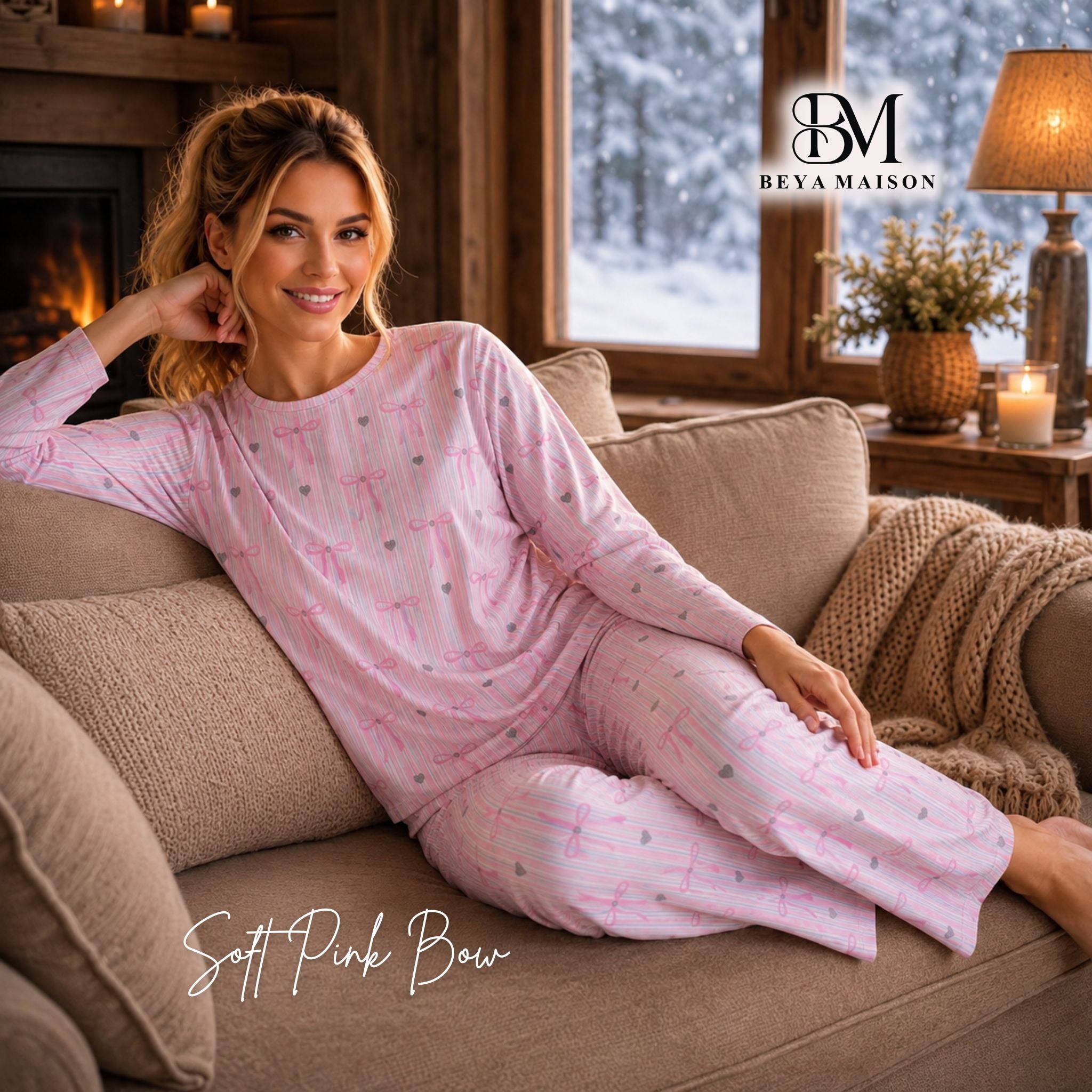 Soft Pink Bow Pajama Set
