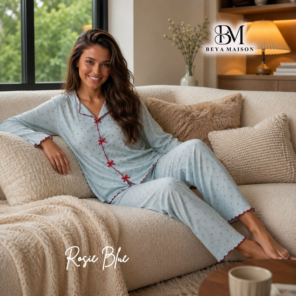 Rosie Blue Bow Pajama Set 🩵🎀